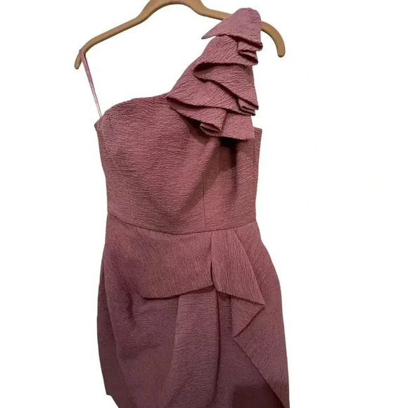 BCBGMAXAZRIA Pink 100% Polyester Midi A-Line Dress Size 02 - Picture 2 of 8